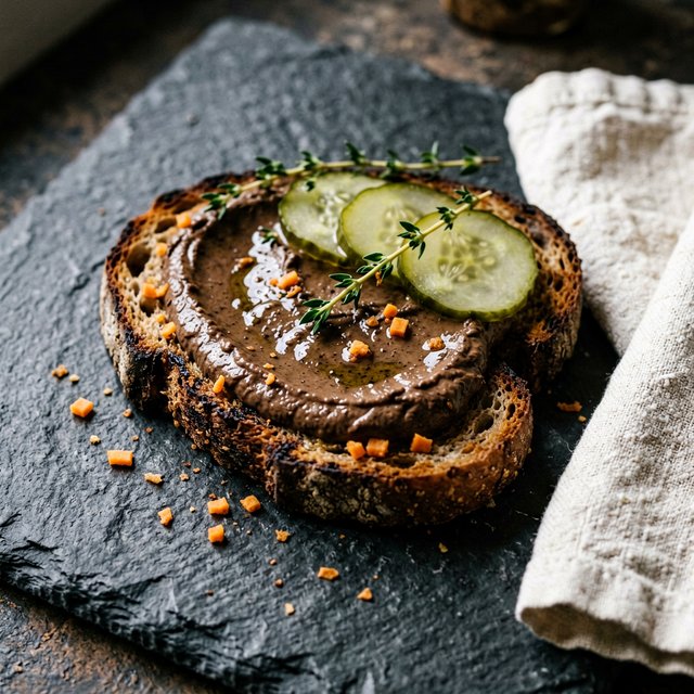 Паштет из домашней куриной печени на ржаном хлебе